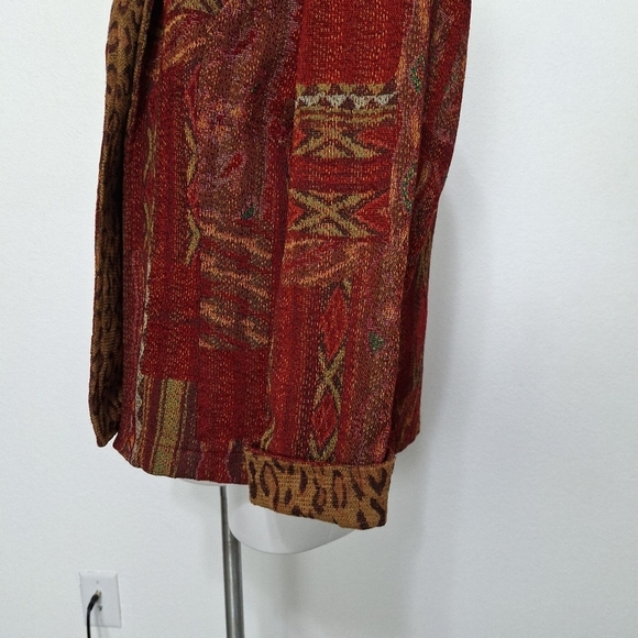 Coldwater Creek Multicolor Tapestry Animal Print Indie Sleaze Jacket Size PL - Picture 8 of 15